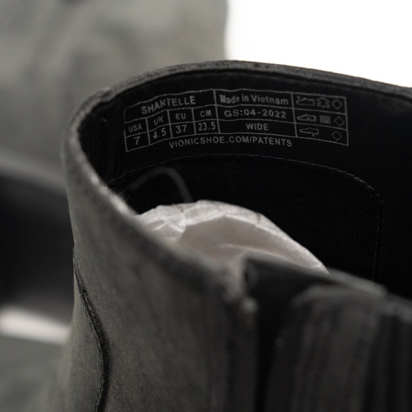 Vionic -  Shantelle Black Waterproof Nubuck Leather Ankle Boots - Wide Width - Picture 12 of 14